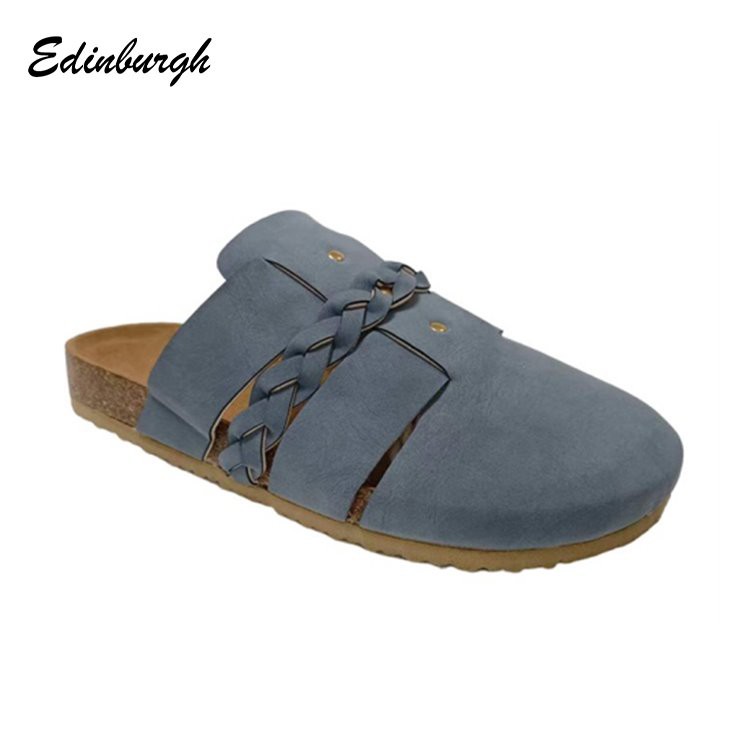 Ægte læder Kvinder Cross Strap Wedge Cork Sandal